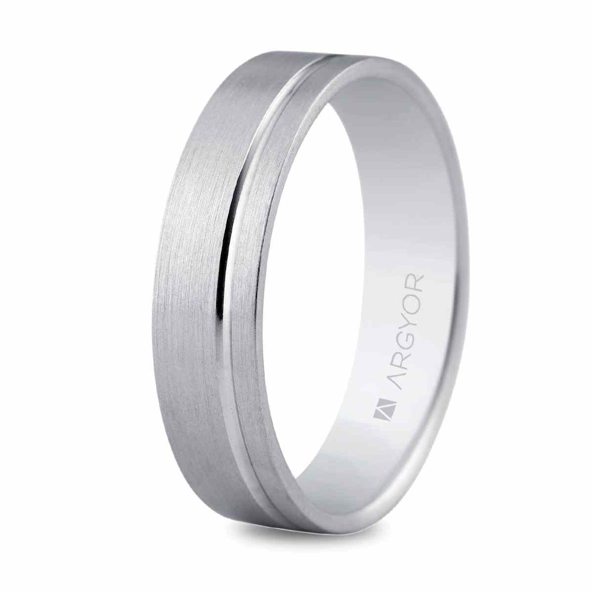 Verighete din aur alb plan 5mm confort 18k 5B50316