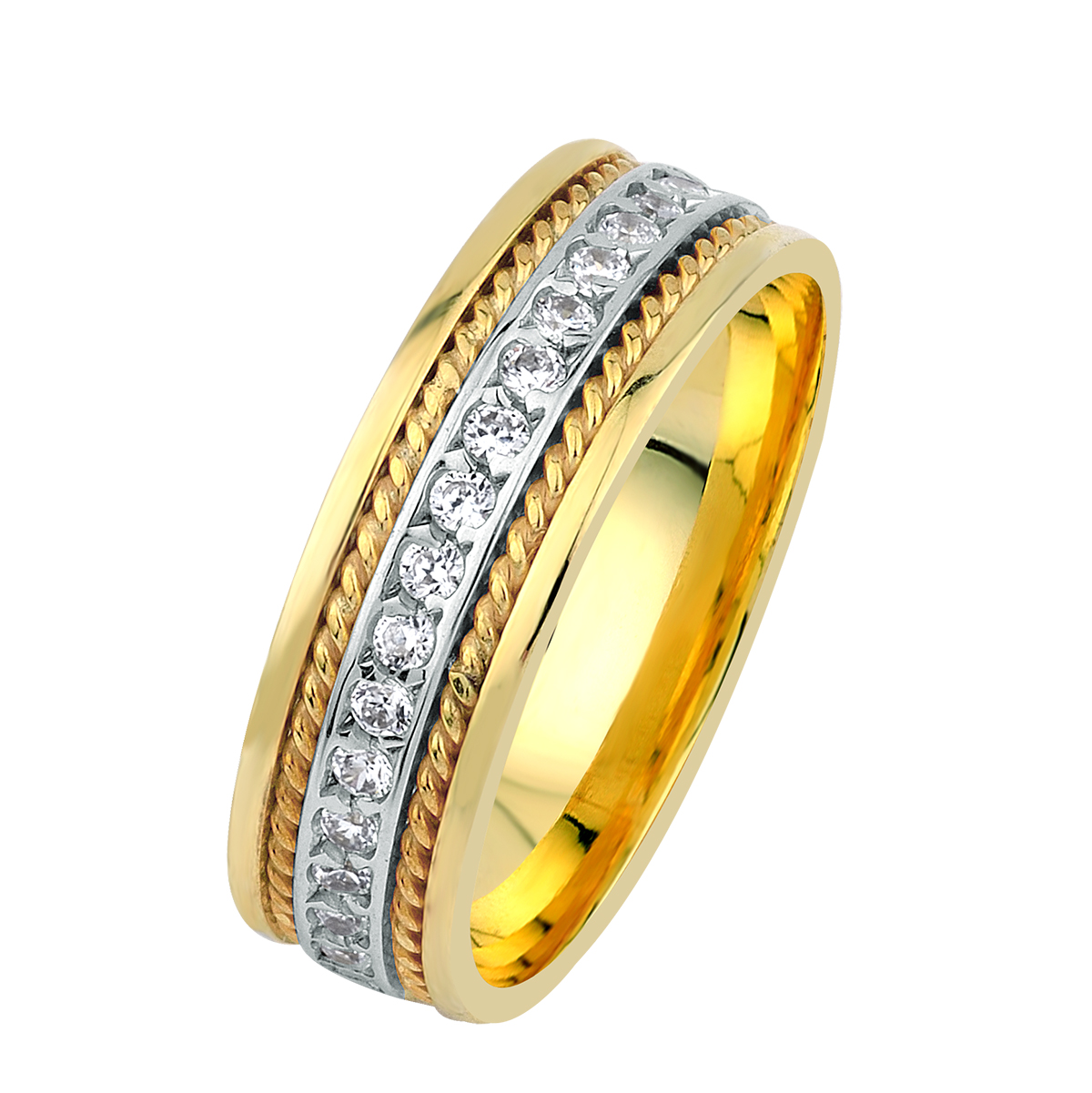 Verighete din aur alb si galben 18k MGF 0076