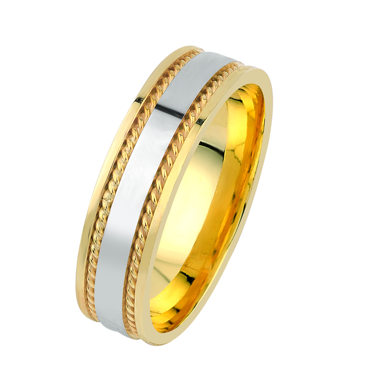 Verighete din aur alb si galben 18k MGF 0076 - imagine 2