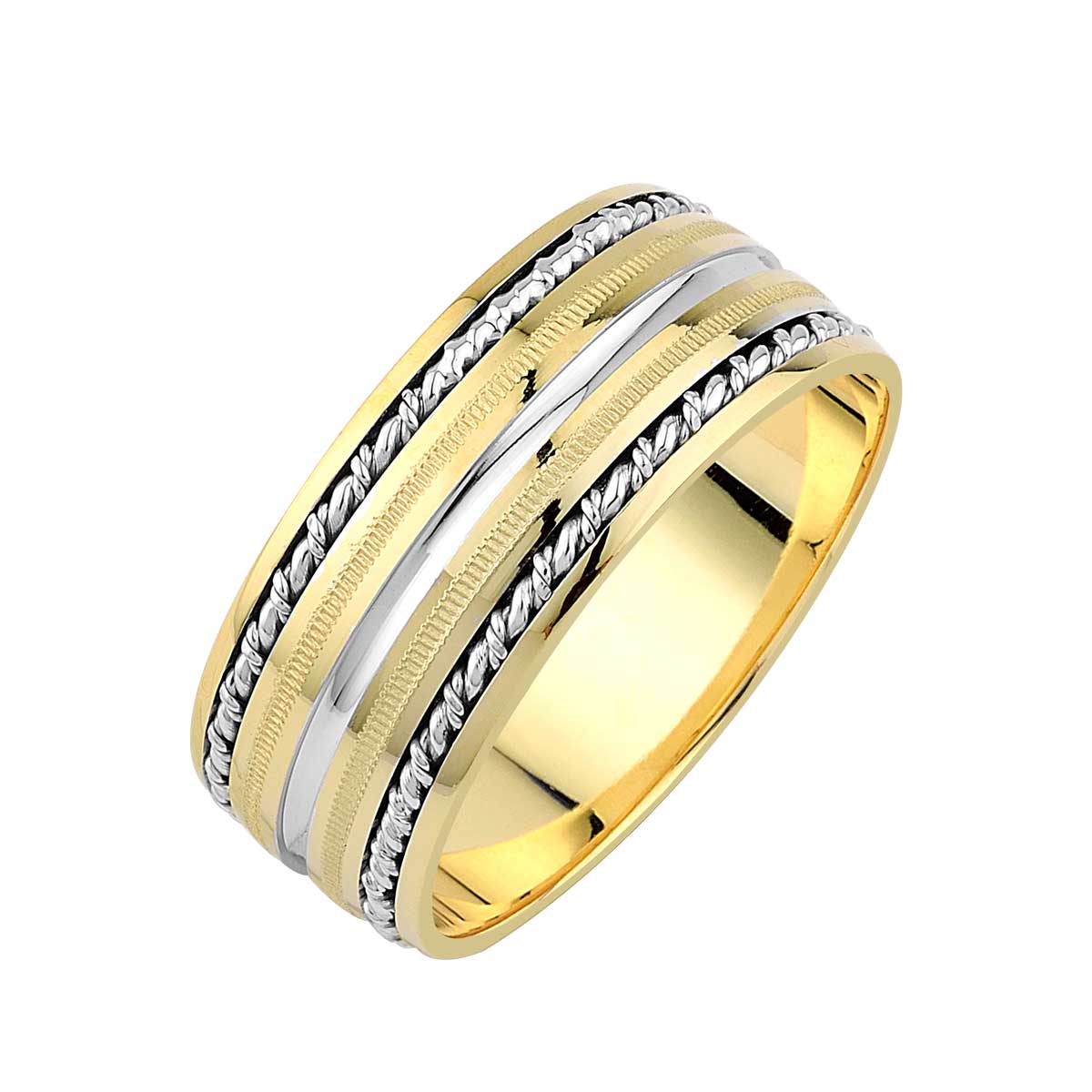 Verighete din aur alb si galben 18k MGF 4641 - imagine 2
