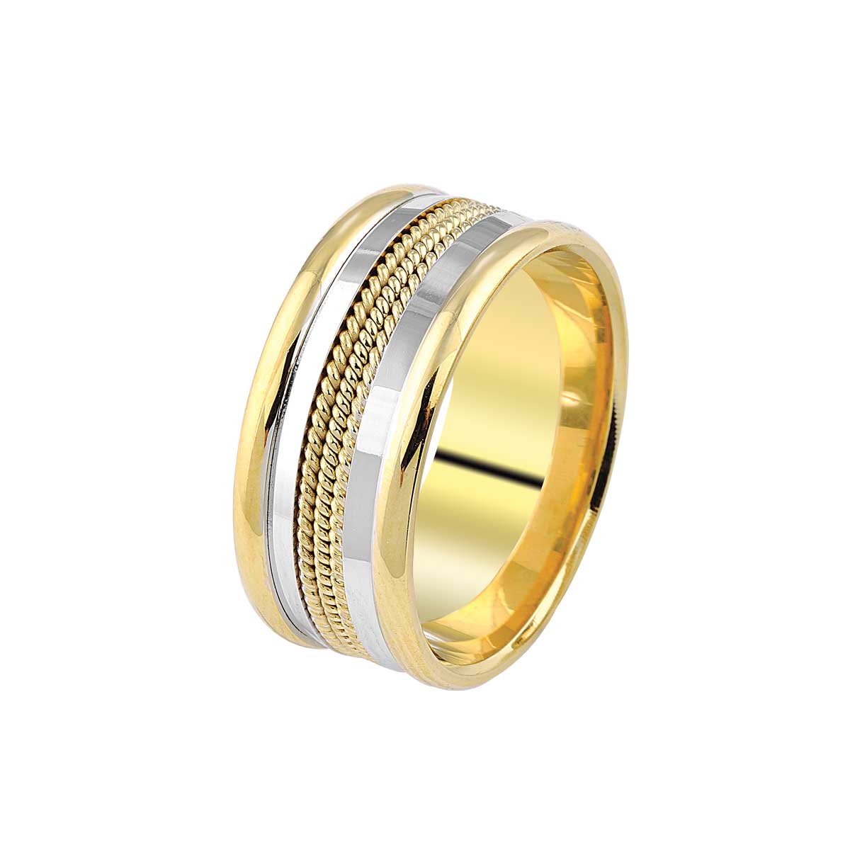 Verighete din aur alb si galben, 14k MGF 5364 - imagine 2