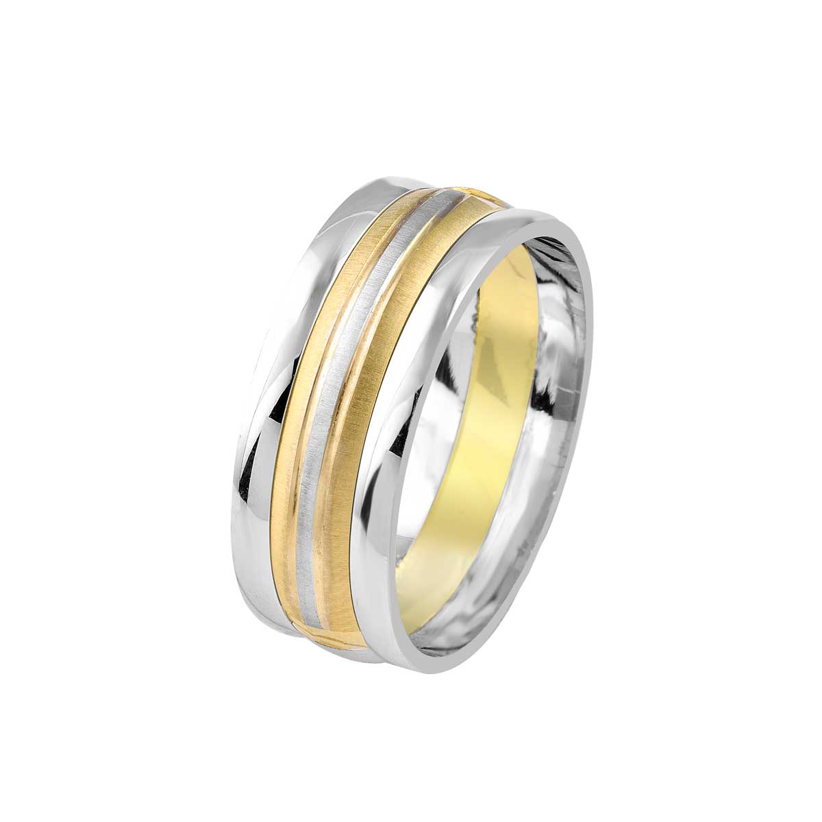 Verighete din aur alb si galben, 14k MGF 5367 - imagine 2