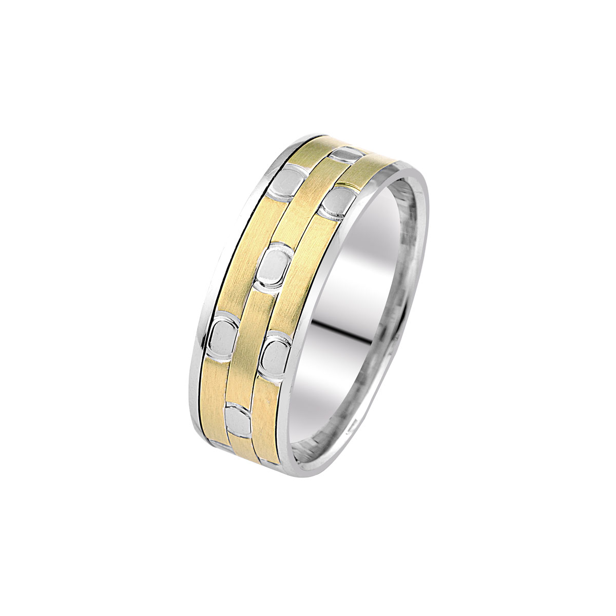 Verighete din aur alb si galben, 14k MGF 5385 - imagine 2
