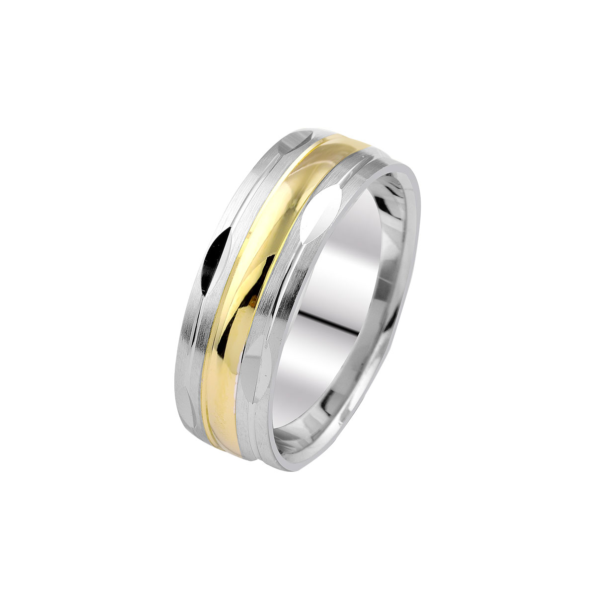 Verighete din aur alb si galben, 14k MGF 5409 - imagine 2