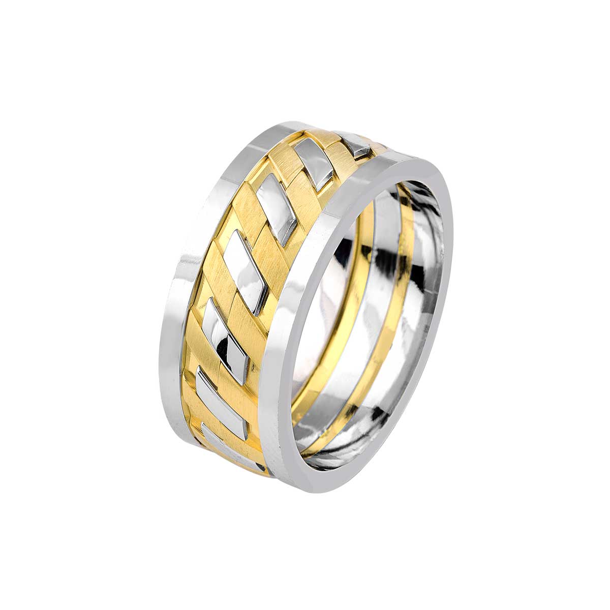 Verighete din aur alb si galben, 14k MGF 5413 - imagine 2
