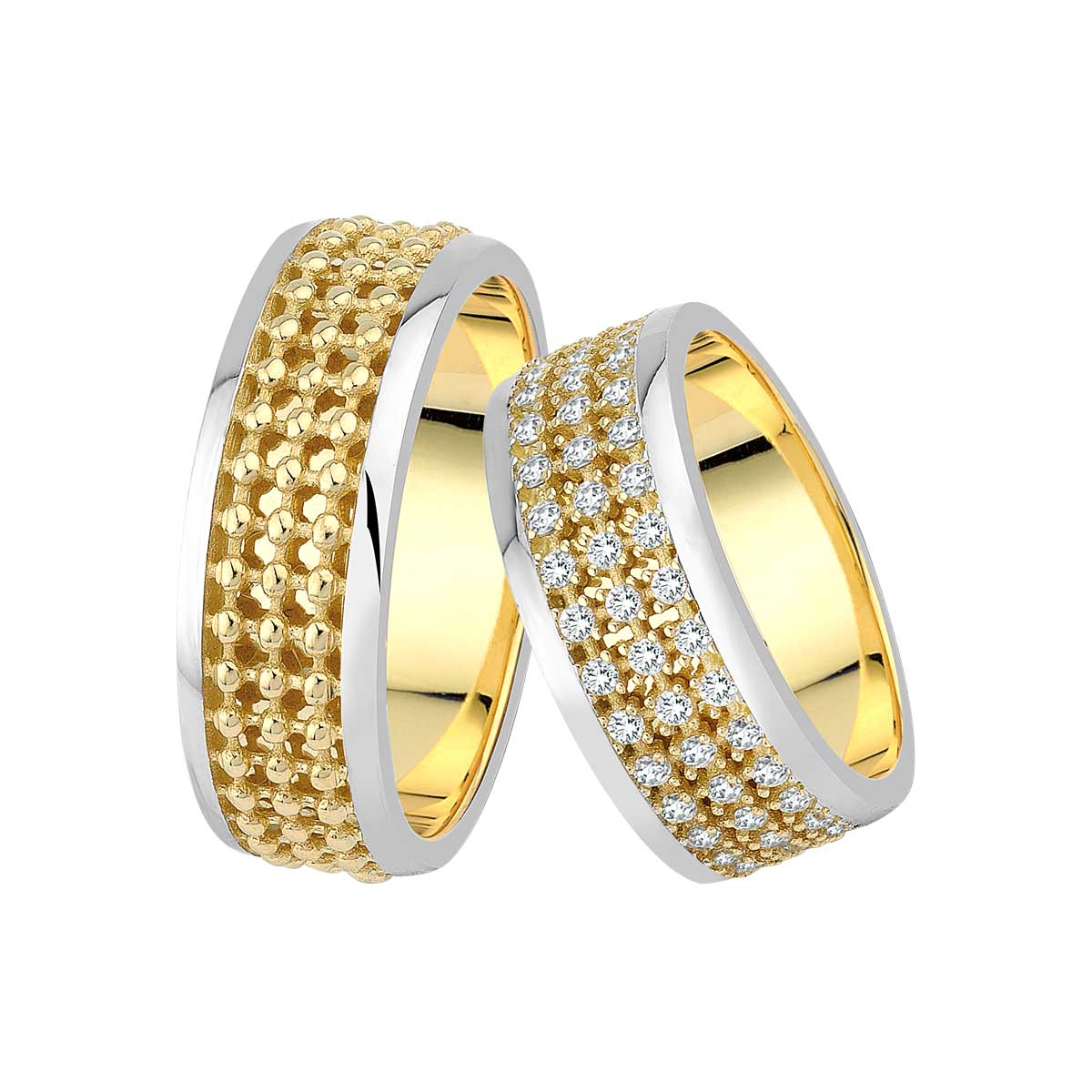 Verighete din aur alb si galben, bicolor 14k MGF 8700
