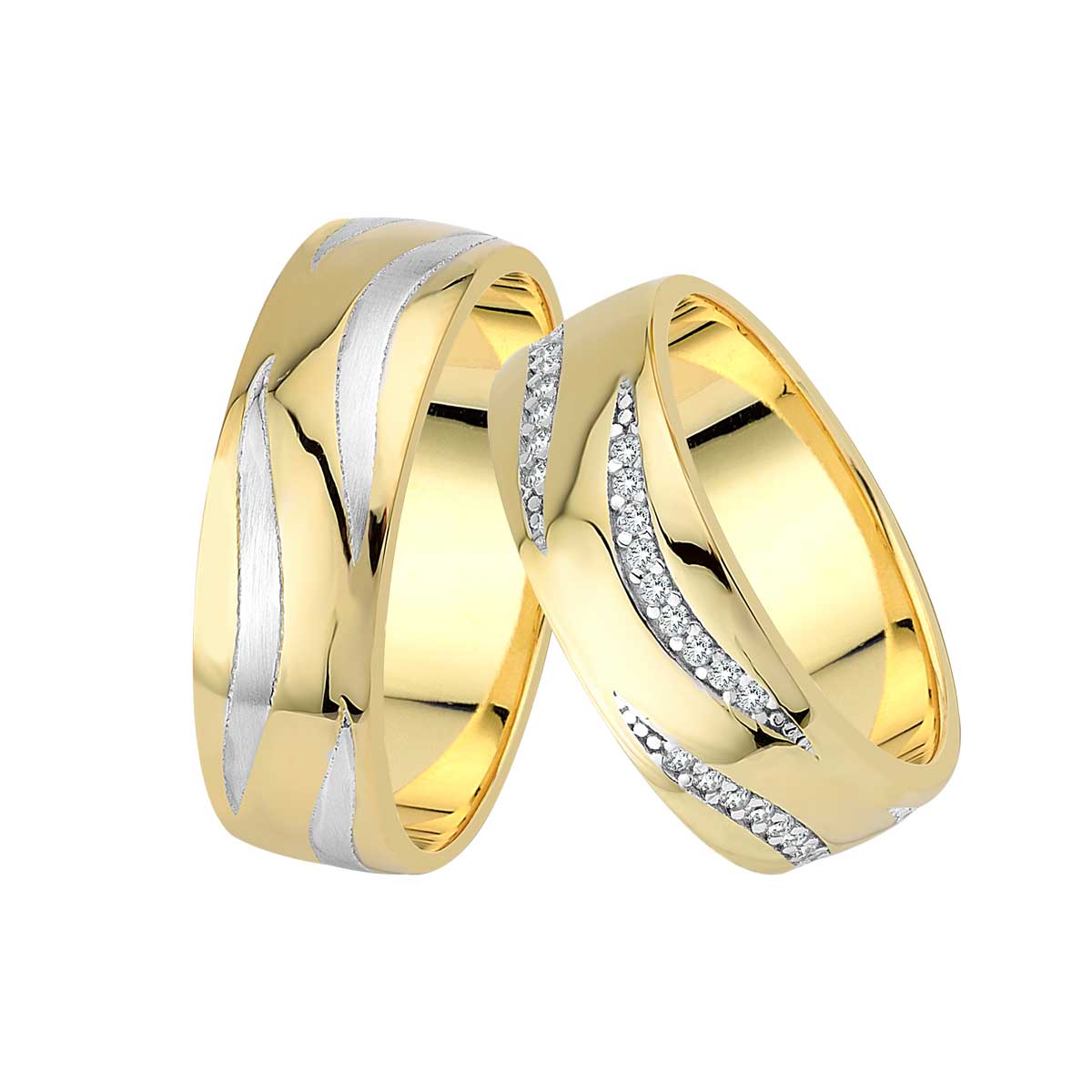 Verighete din aur alb si galben, bicolor 14k MGF 8702
